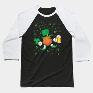 Basketball Leprechaun With Beer And Shamrock Dancing Patrick Baseball T-Shirt